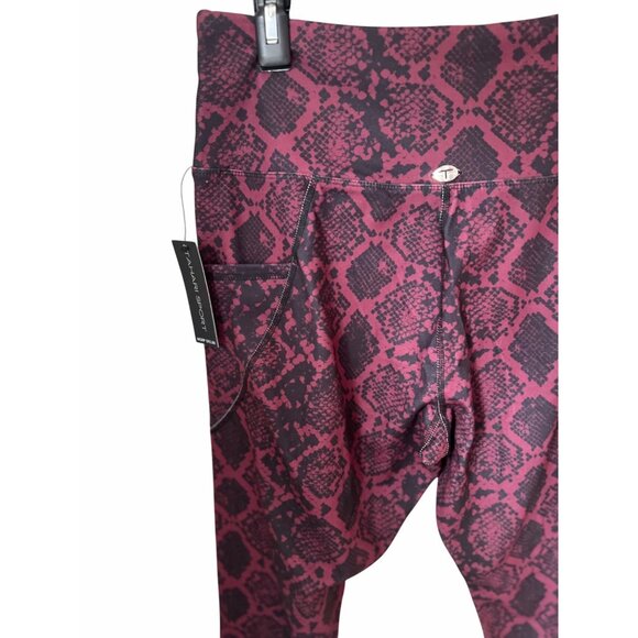 Tahari Sport Cell Pocket High-Waisted Burgundy & Black Snake Print Leggings 1X - Picture 7 of 10